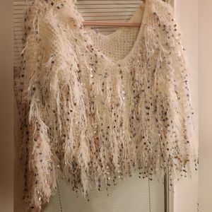 13 Pullover Sweaters for Women Long Sleeve V-Neck Fluffy Knit Sweater p2p 23"